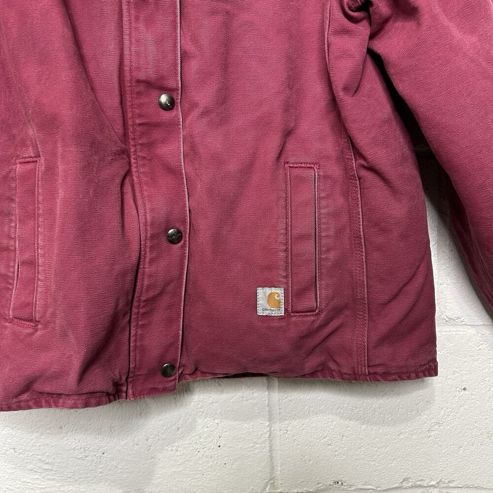 Y2K Carhartt Sherpa-Lined Sandstone Berkley Jacket “Merlot” - Picture 4 of 15